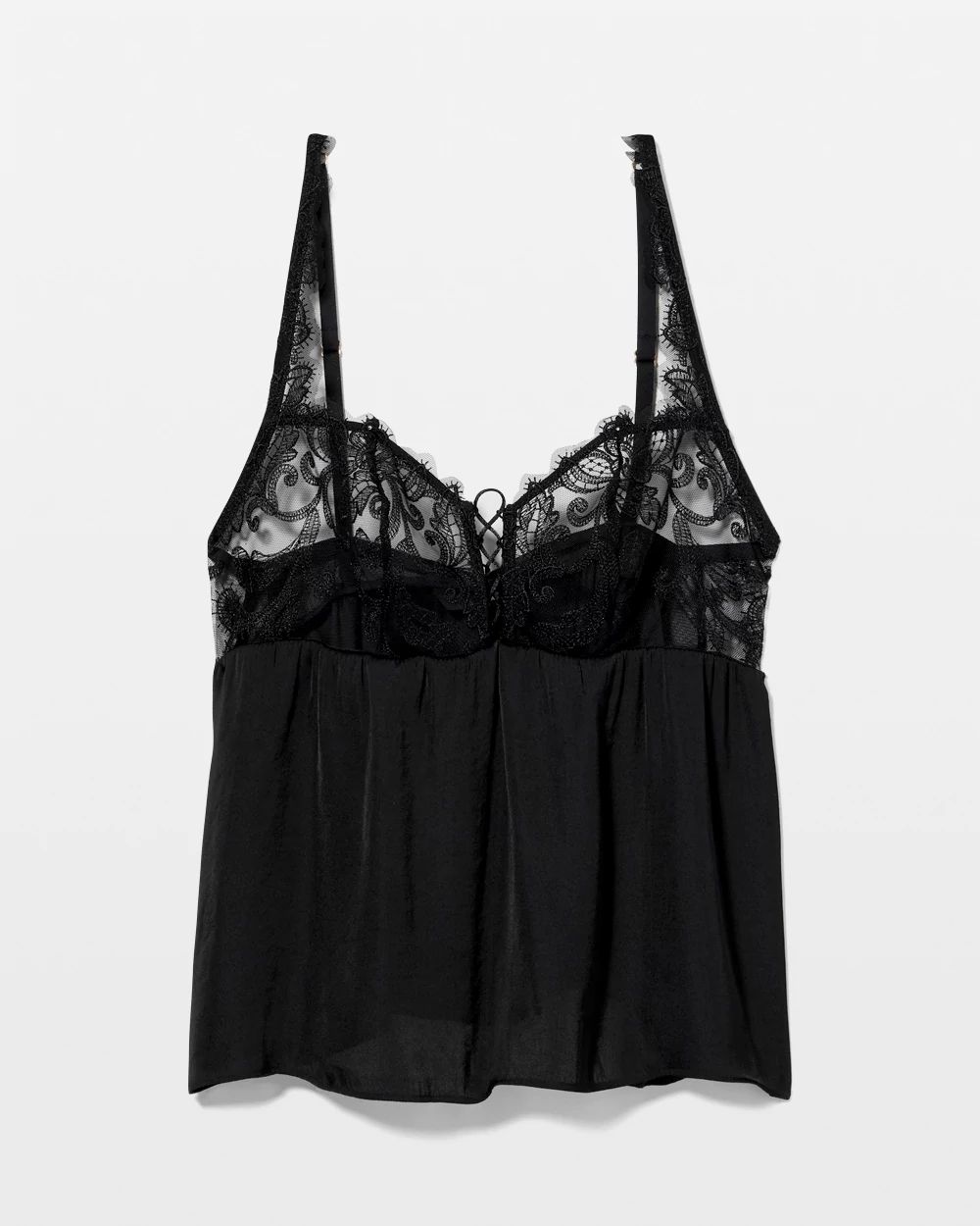 Crinkle Satin + Embroidery Camisole | Soma